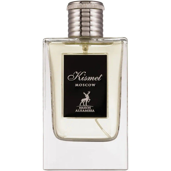Parfum Alhambra Kismet Moscow 100 ml, flacon minimalist cu accente verzi.
