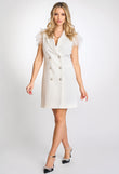 White Hanna blazer-style dress with tulle, rhinestones and pearls