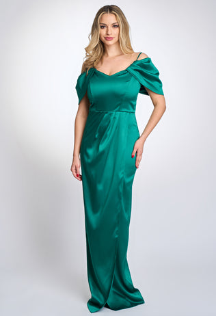 Elegant green Elin satin party evening dress