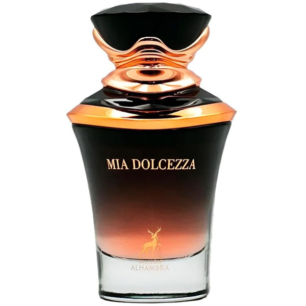 Sticla parfum Alhambra Mia Dolcezza 100 ml, flacon elegant in nuante de roz pudrat.