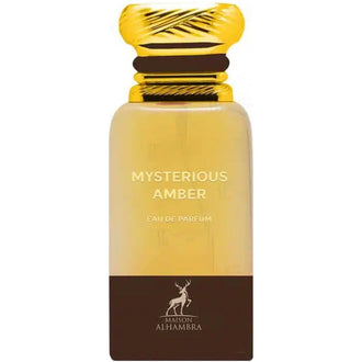 Sticla de parfum Alhambra Mysterious Amber 80 ml, nuante calde de chihlimbar.