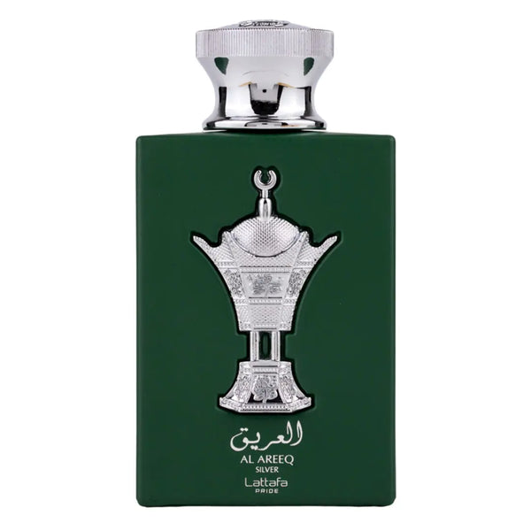 Parfum Lattafa Pride Al Areeq Silver 100 ml, flacon argintiu modern.