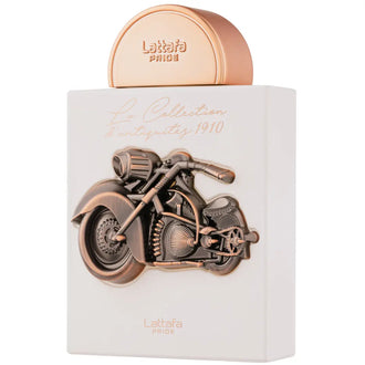 Sticla parfum Lattafa Pride 1910 Bike 100 ml, design vintage cu tematica moto.