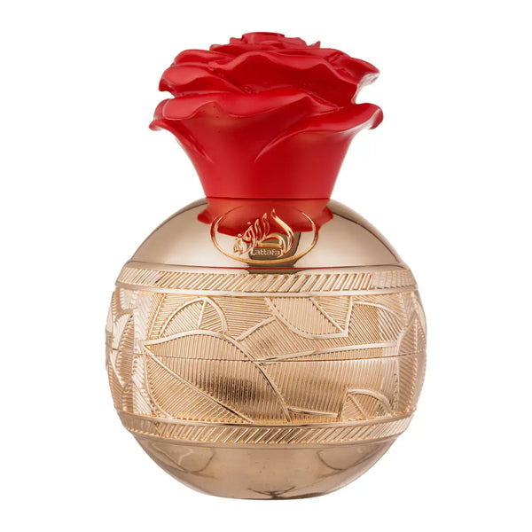 Sticla parfum Lattafa Pride Lahdath 80 ml, flacon elegant in format compact.