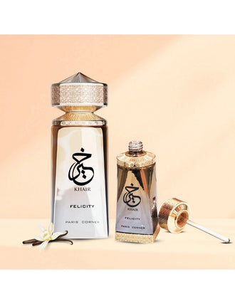 Sticla de parfum Paris Corner Khair Felicity Concentrated Oil 25 ml, design elegant si luxos, cu finisaje atent lucrate, potrivit pentru iubitorii de parfumuri orientale rafinate