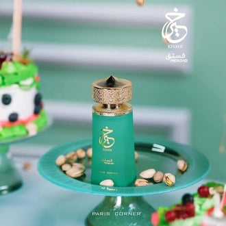 Sticla de parfum Paris Corner Khair Pistachio 100 ml, design elegant si luxos, cu finisaje atent lucrate, potrivit pentru iubitorii de parfumuri orientale rafinate