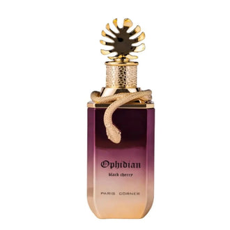 Sticla de parfum Paris Corner Ophidian Black Cherry 100 ml, design elegant si luxos, cu finisaje atent lucrate, potrivit pentru iubitorii de parfumuri orientale rafinate