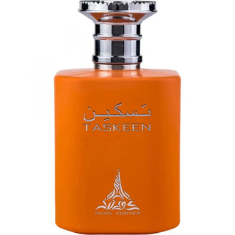 Sticla de parfum Paris Corner Taskeen 100 ml, design elegant si luxos, cu finisaje atent lucrate, potrivit pentru iubitorii de parfumuri orientale rafinate