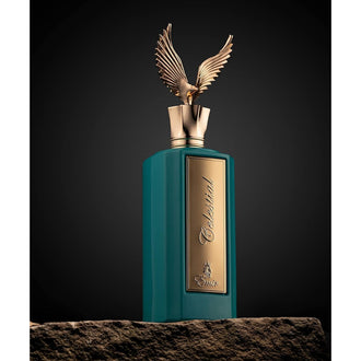 Sticla de parfum Emir Celestial 100 ml, design elegant si luxos, cu finisaje atent lucrate, potrivit pentru iubitorii de parfumuri orientale rafinate