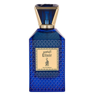 Sticla parfum Risala Elixir 105 ml, design de lux si rafinat.