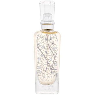 Sticla parfum Lattafa Safwaan L'Autre Musk 100 ml, flacon alb cu design de nisa.