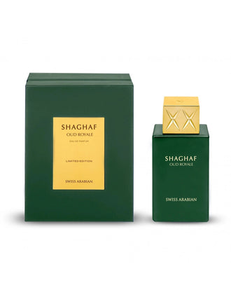 Sticla de parfum Swiss Arabian Shaghaf Oud Royale CC 75 ml, design elegant si luxos, cu finisaje atent lucrate, potrivit pentru iubitorii de parfumuri orientale rafinate