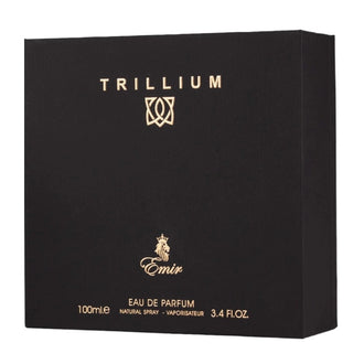Sticla de parfum Emir Trillium 100 ml, design elegant si luxos, cu finisaje atent lucrate, potrivit pentru iubitorii de parfumuri orientale rafinate