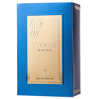 Sticla de parfum Emir Voux Blue Oud 100 ml, design elegant si luxos, cu finisaje atent lucrate, potrivit pentru iubitorii de parfumuri orientale rafinate