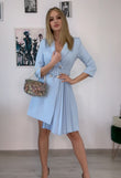 Diana very light blue elegant trench dress with pleats 