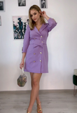Renata purple jacket type dress with decorative buttons
