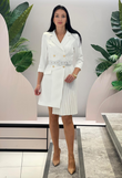Diana elegant white trench dress with pleats