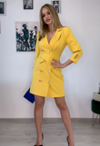 Yellow Renata jacket type dress with decorative buttons