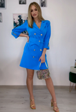Blue Renata jacket type dress with decorative buttons