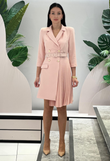 Diana elegant powder pink trench dress with pleats 