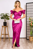 Clara purple party long dress with dropped sleeves 