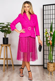 Giulia fuchsia elegant suit with jacket and skirt with lace 