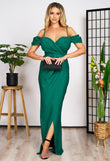 Mara green party long dress with dropped sleeves