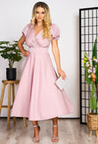 Elegant Perla midi dress for the occasion in pink clos with metallic thread