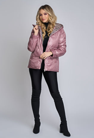 Rose dusty pink spring jacket with hood