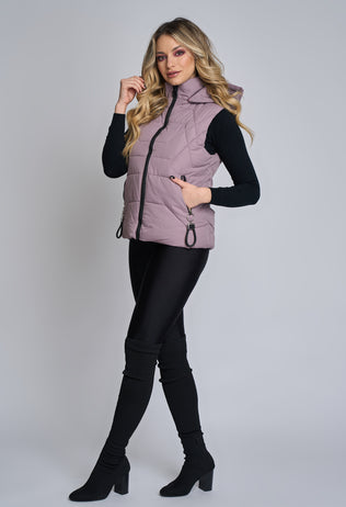 Alexis vest with lilac purple hood 