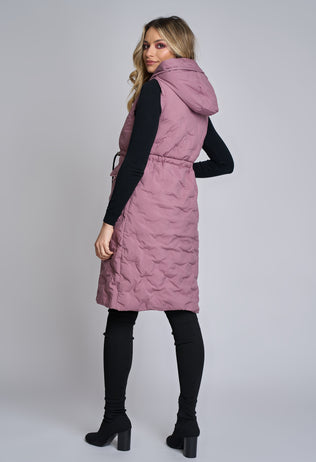 Nola long vest with antique pink hood