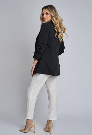 Ladies' Mirabel black jacket with crinkled sleeves