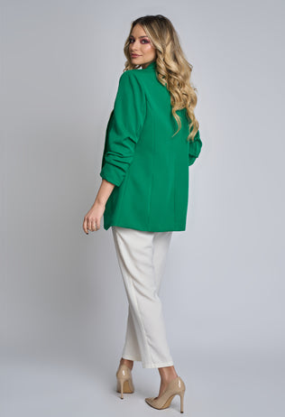 Ladies' Mirabel green jacket with crinkled sleeves