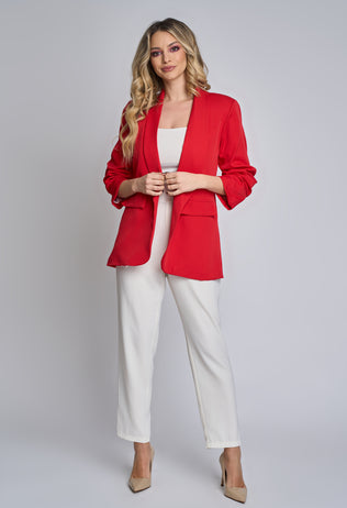 Ladies' Mirabel red jacket with crinkled sleeves