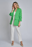 Ladies' Mirabel raw green jacket with crinkled sleeves
