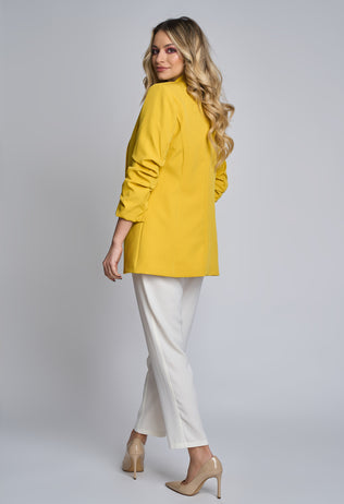 Ladies' Mirabel mango yellow jacket with crinkled sleeves