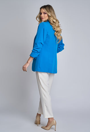 Ladies' Mirabel blue jacket with crinkled sleeves