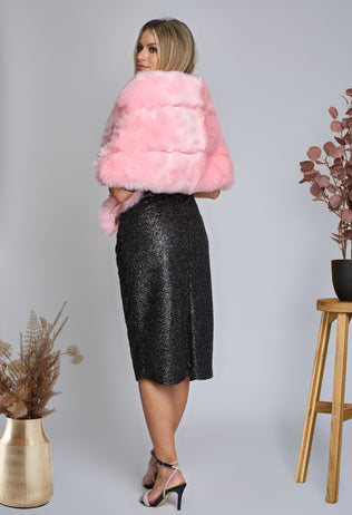 Felicia pink fur shawl