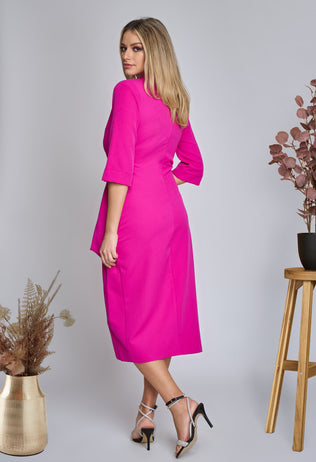 Elegant pink Nora dress with rhinestone buckle
