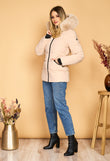 Georgia beige waterproof cotton jacket with hood and cuffs