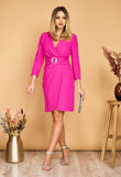 Amelia pink midi evening dress with 3/4 sleeves