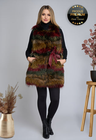 Tania multicolored fur jacket with pockets