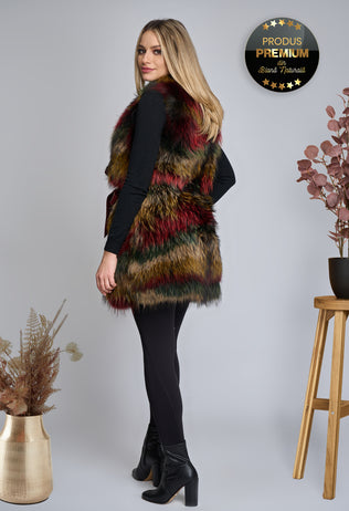 Tania multicolored fur jacket with pockets