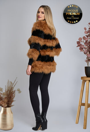 Olga brown &amp; black fur jacket 