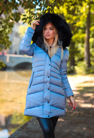 Blue Emily jacket with 2 faces & hood